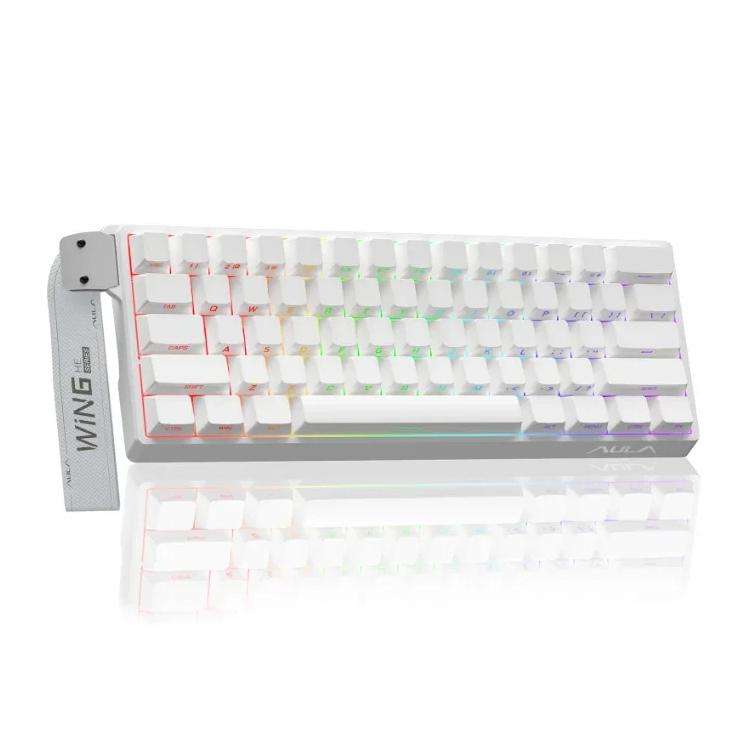 AULA WIN60HE Standard Edition 60 Keys RGB Wired Keyboard(Side Printed White Gray Wood Magnetic Axis)
