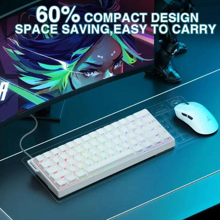 AULA WIN60HE Standard Edition 60 Keys RGB Wired Keyboard(Side Printed White Gray Wood Magnetic Axis)