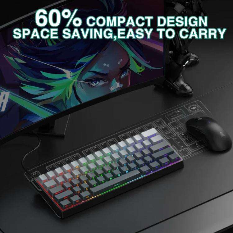 AULA WIN60HE Standard Edition 60 Keys RGB Wired Keyboard(Side Printed Black Gray Wood Magnetic Axis)