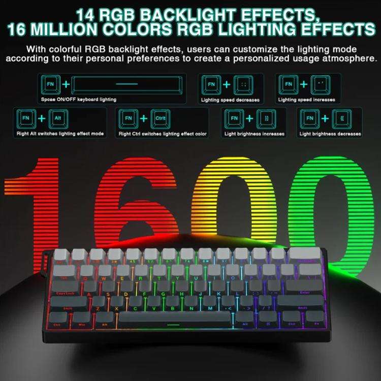 AULA WIN60HE Standard Edition 60 Keys RGB Wired Keyboard(Side Printed Black Gray Wood Magnetic Axis)