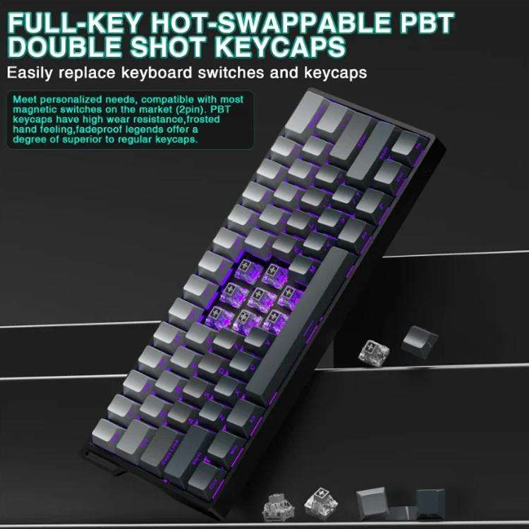 AULA WIN60HE Standard Edition 60 Keys RGB Wired Keyboard(Side Printed Black Gray Wood Magnetic Axis)