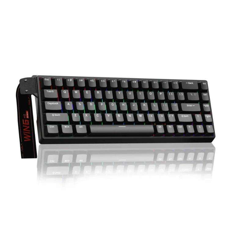 AULA WIN68HE Standard Version 68 Keys RGB Wired Keyboard(Black Grey Wood Magnetic Axis)