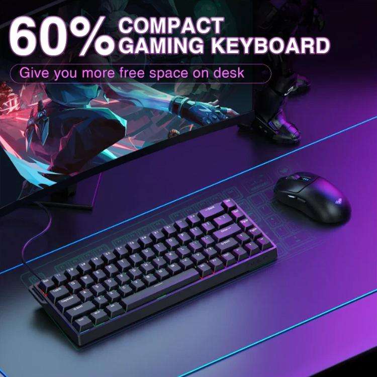 AULA WIN68HE Standard Version 68 Keys RGB Wired Keyboard(Black Grey Wood Magnetic Axis)