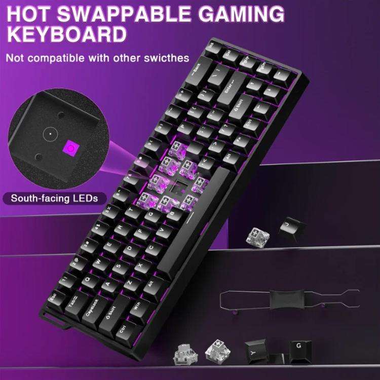 AULA WIN68HE Standard Version 68 Keys RGB Wired Keyboard(Black Grey Wood Magnetic Axis)