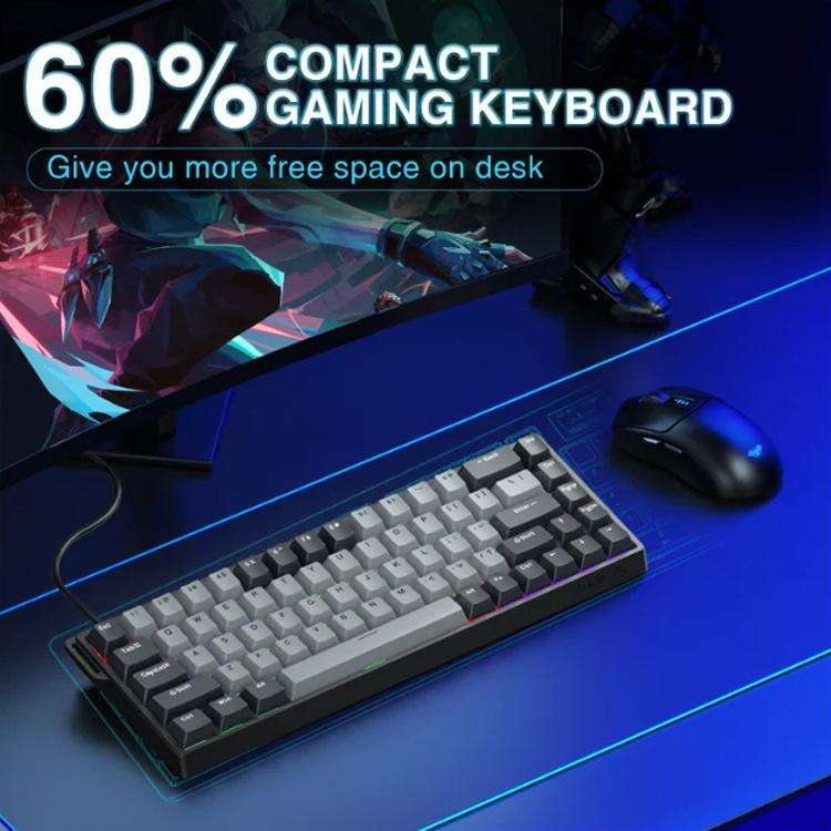 AULA WIN68HE Pro Version 68 Keys RGB Wired Keyboard(Dark Grey+Light Grey Shaped Magnetic Axis)