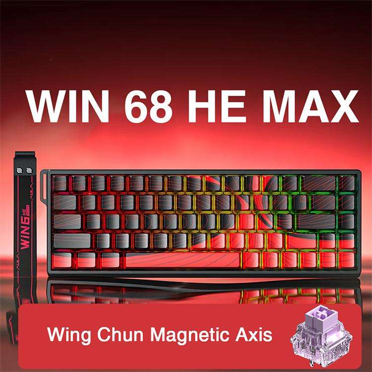 AULA WIN68HE MAX Version 68 Keys RGB Wired Keyboard(Red Wing Chun Magnetic Axis)
