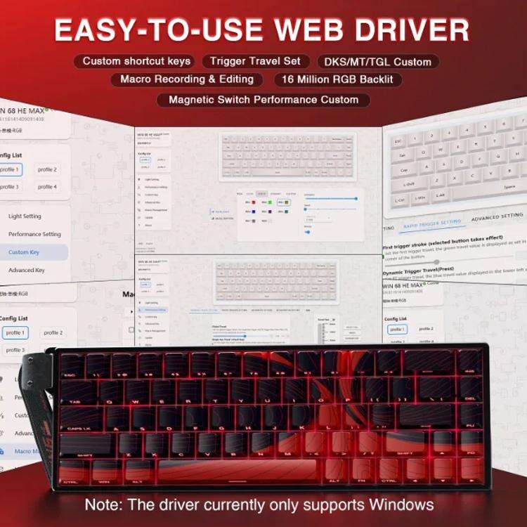 AULA WIN68HE MAX Version 68 Keys RGB Wired Keyboard(Red Wing Chun Magnetic Axis)