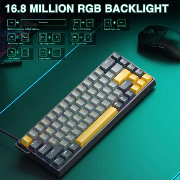 AULA WIN68HE MAX Version 68 Keys RGB Wired Keyboard(Dark+Light+Yellow Wing Chun Magnetic Axis)