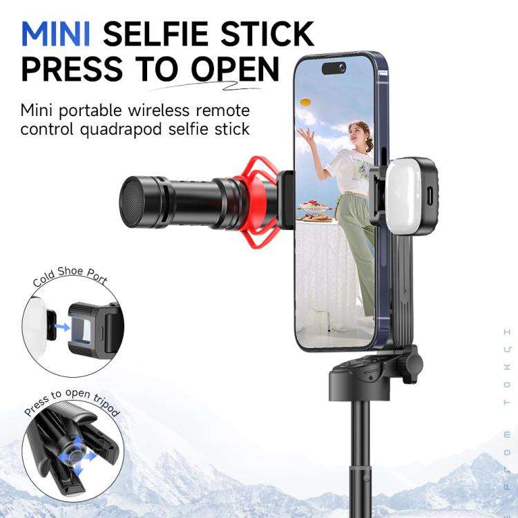 F07 410mm Mini Portable Wireless Remote Control Quadrapod Selfie Stick with 2pcs D9 Fill Lights(B...