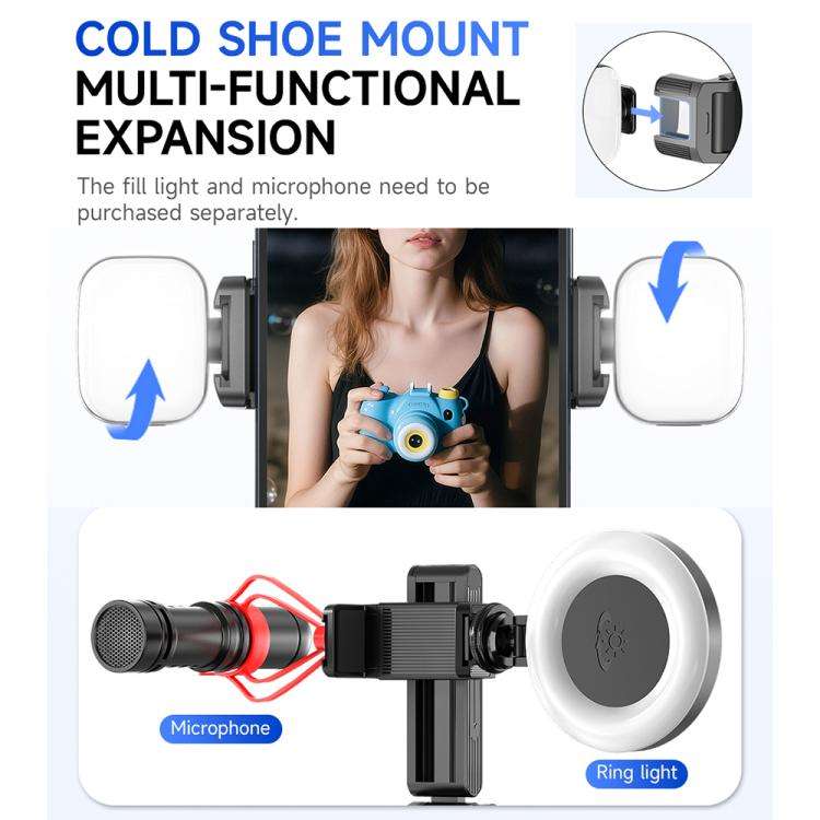 F07 410mm Mini Portable Wireless Remote Control Quadrapod Selfie Stick No Fill Light(Black)