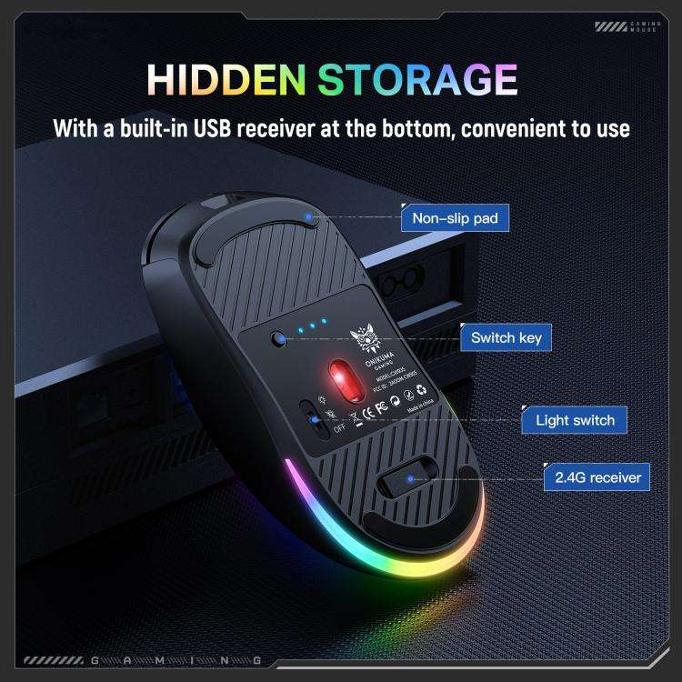 ONIKUMA CW935 12800DPI 2.4GHz + BT + Wired Tri-mode RGB Wireless Mouse(Black)