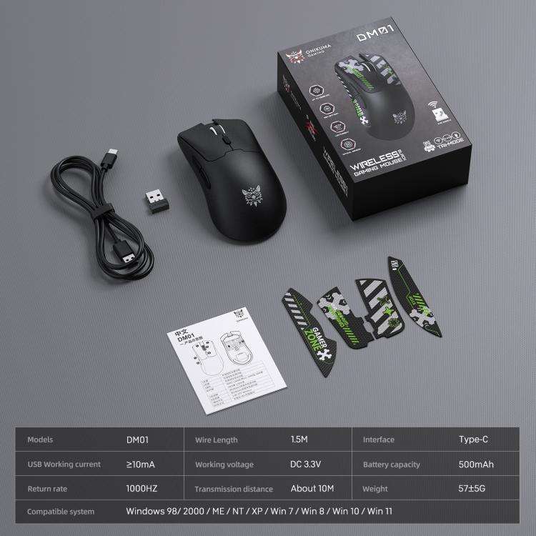 ONIKUMA DM01 12800DPI 2.4GHz + BT + Wired Tri-mode Gaming Mouse(Black)