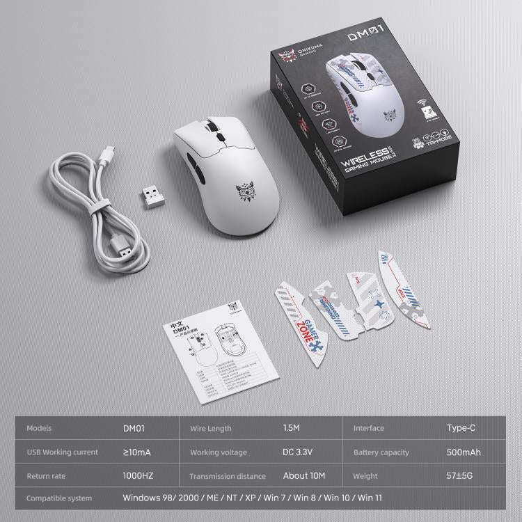 ONIKUMA DM01 12800DPI 2.4GHz + BT + Wired Tri-mode Gaming Mouse(White)