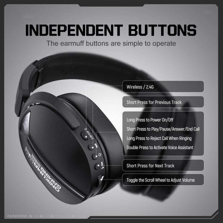 ONIKUMA GT887 Four-mode Bluetooth 2.4G Wired / Wireless Gaming Headset(Black)