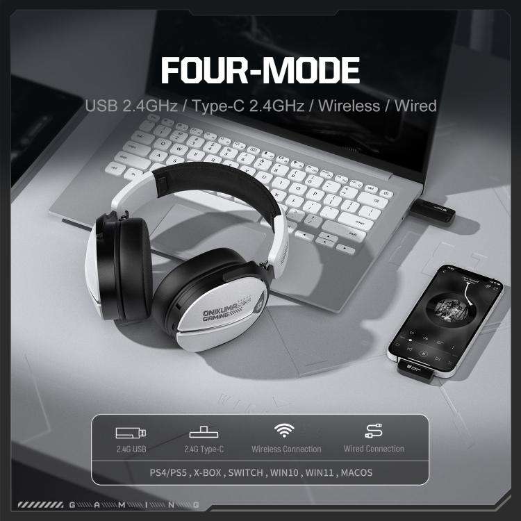 ONIKUMA GT887 Four-mode Bluetooth 2.4G Wired / Wireless Gaming Headset(White)