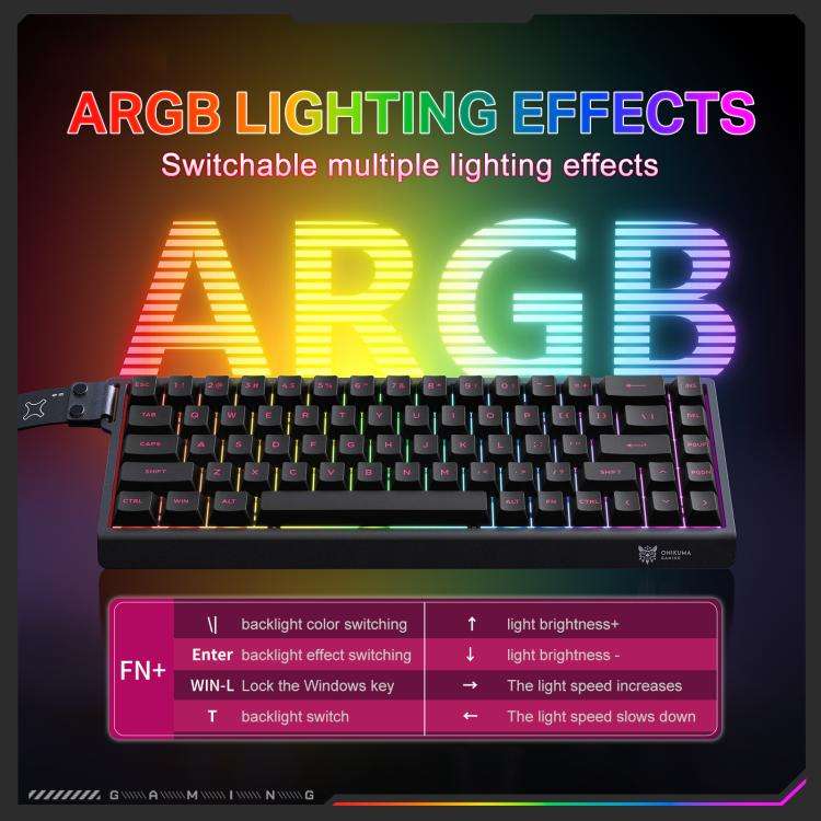 ONIKUMA MT603 68 Keys RGB Tri-mode Magnetic Switch Gaming Keyboard(Black)