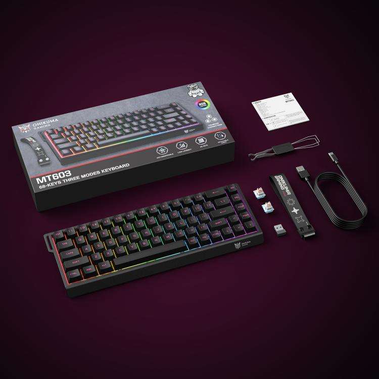 ONIKUMA MT603 68 Keys RGB Tri-mode Magnetic Switch Gaming Keyboard(Black)