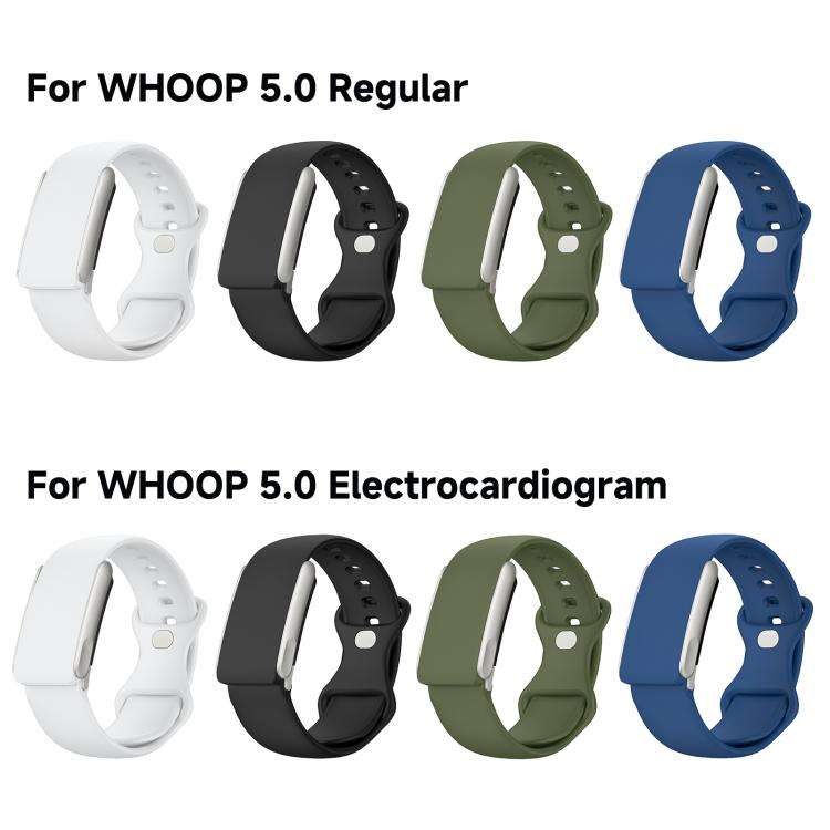 For WHOOP 5.0 Regular Solid Color Butterfly Buckle Silicone Watch Band(White)