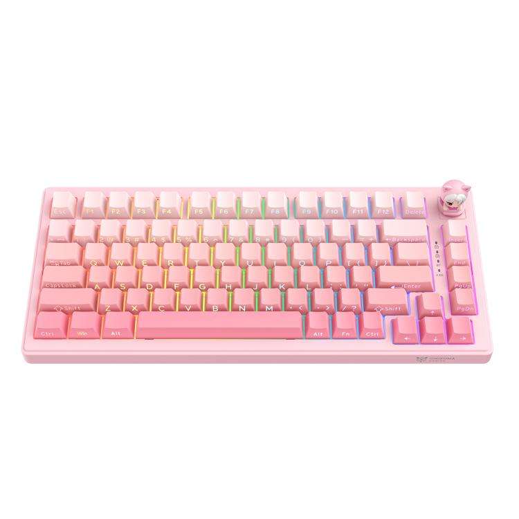 ONIKUMA MT707 82 Keys RGB Tri-mode Mechanical Gaming Keyboard(Pink)