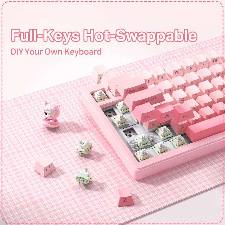ONIKUMA MT707 82 Keys RGB Tri-mode Mechanical Gaming Keyboard(Pink)