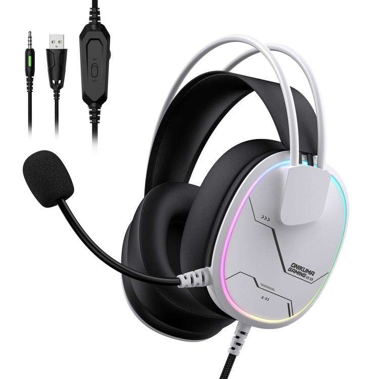 ONIKUMA X91 Over-ear Wired Earphone with Microphone(White)