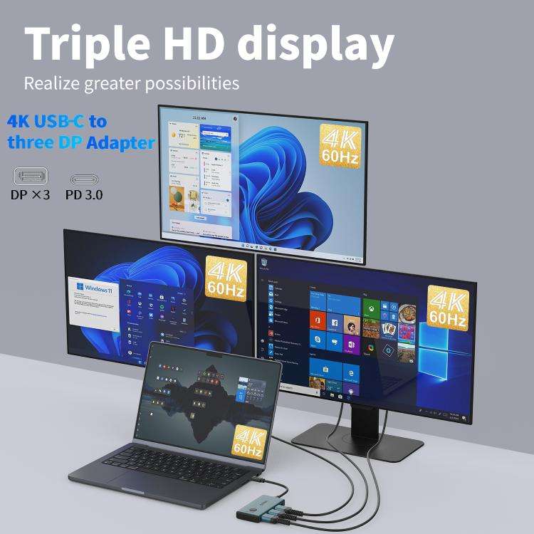 Onten UC935 USB-C / Type-C to DisplayPort, PD100W Portable DP Adapter with Instant Screen-Off(Pin...