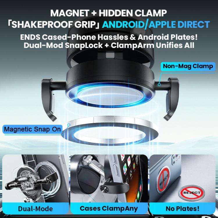 A9 Pro Foldable Clamp-type Nano Vacuum Magnetic 360-degree Rotation Car Phone Holder(White)