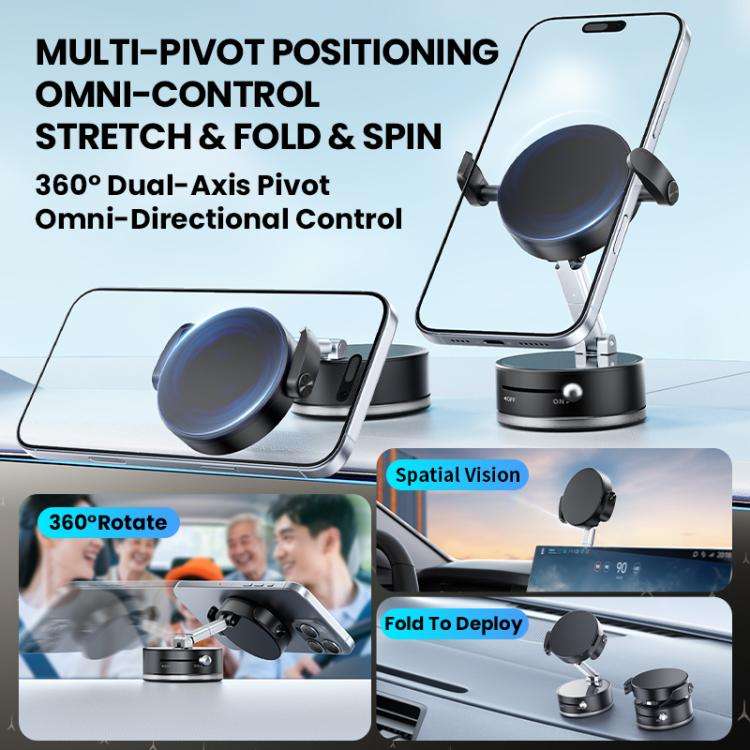 A9 Pro Foldable Clamp-type Nano Vacuum Magnetic 360-degree Rotation Car Phone Holder(Black)