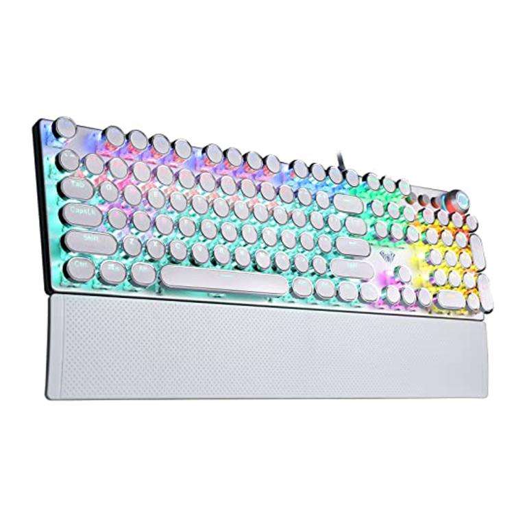 AULA F2088 104 Keys Wired Steampunk Retro Gaming Mechanical Keyboard(White Blue Switch)
