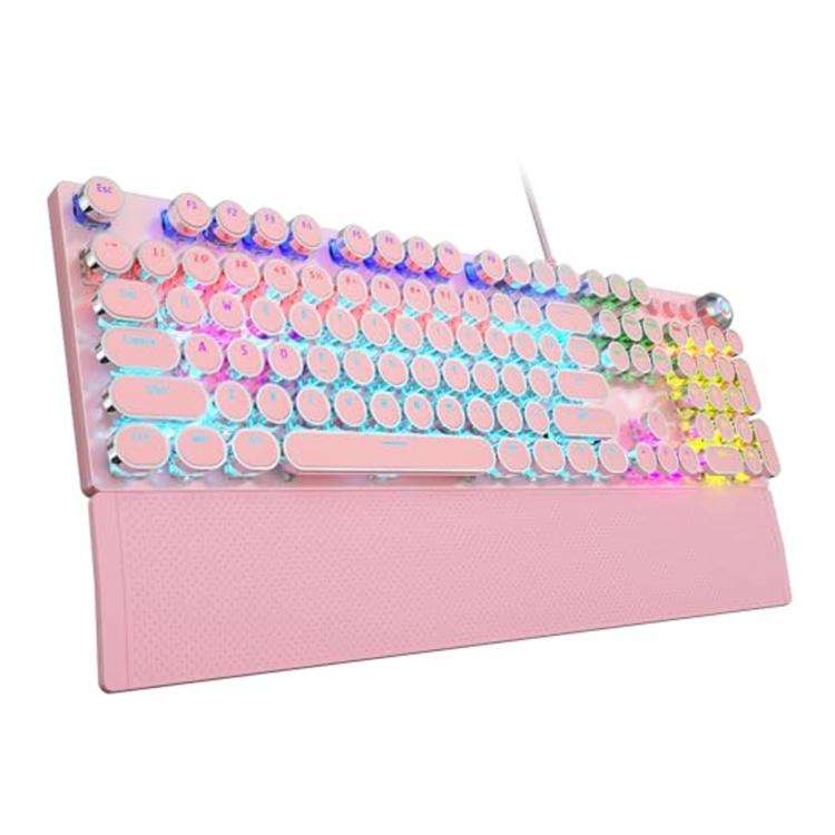 AULA F2088 104 Keys Wired Steampunk Retro Gaming Mechanical Keyboard(Pink Blue Switch)