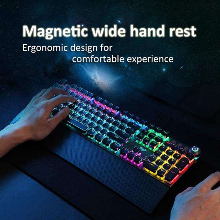 AULA F2088 104 Keys Wired Steampunk Retro Gaming Mechanical Keyboard(Pink Blue Switch)