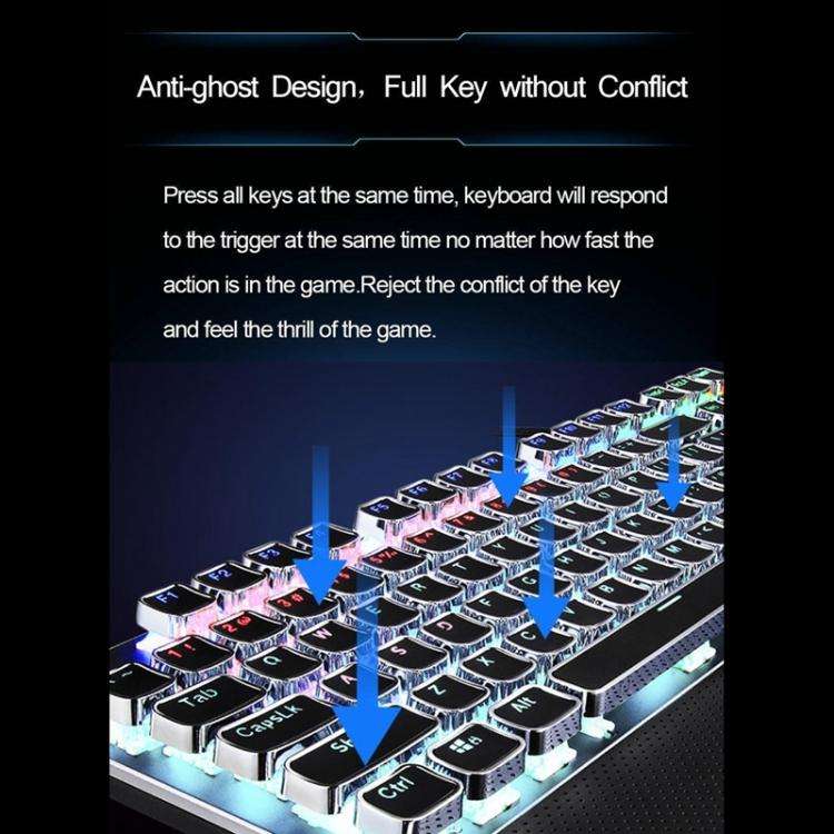 AULA F2088 104 Keys Wired Steampunk Retro Gaming Mechanical Keyboard(White Blue Switch)
