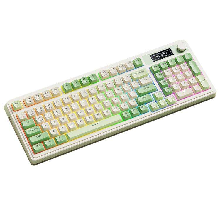 AULA S99 Pro 99 Keys Wired/2.4G/Bluetooth Three Model RGB Mechanical Feel Membrane Keyboard(Green...