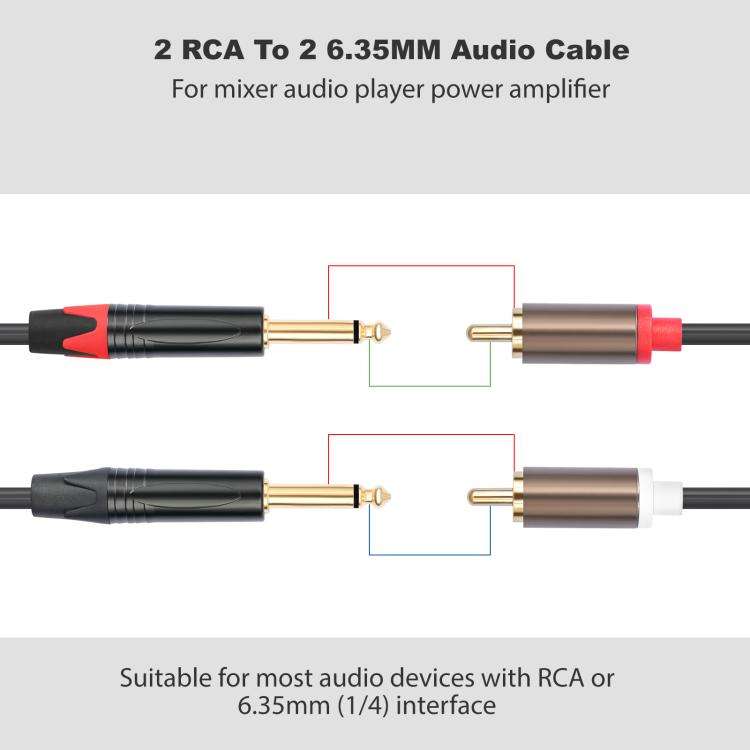 2 RCA Male to 2 XLR Female Audio Cables, Length:6m(Black)