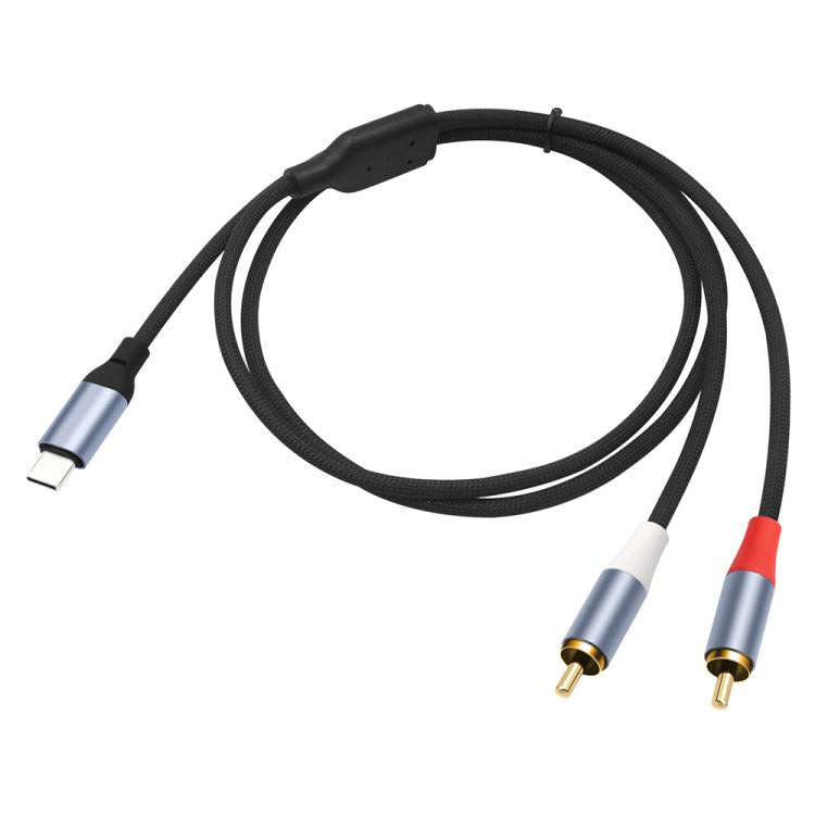 24-bit Type-C to Dual RCA Male Audio Decoding Cable, Length:2m(Black)