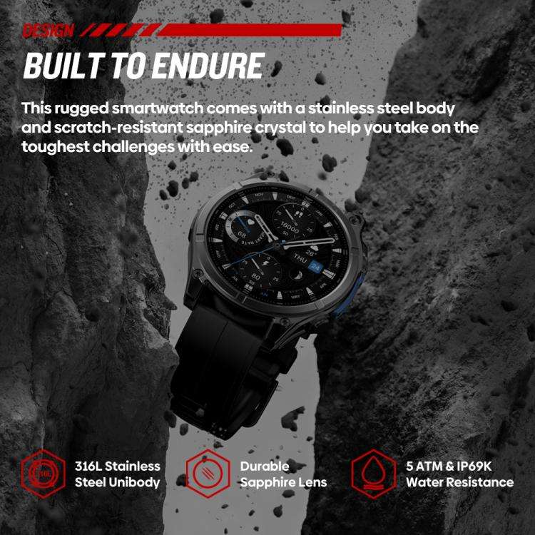 T-Rex 1.43 inch AMOLED Display Rugged Smart Watch with Built-in Flashlight(Black)