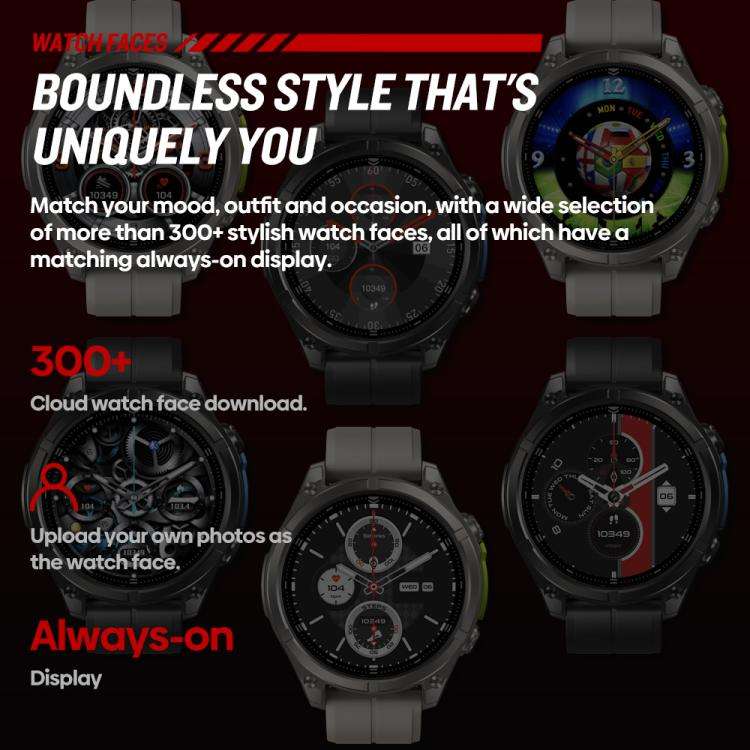 T-Rex 1.43 inch AMOLED Display Rugged Smart Watch with Built-in Flashlight(Black)