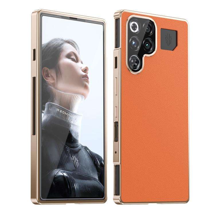 For ZTE nubia RedMagic 11 Pro+ / 11 Pro Magic Cube HD Glass Veagn Leather Magnetic Frame Metal Ph...