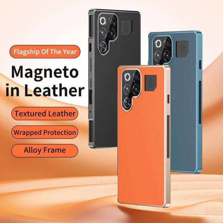 For ZTE nubia RedMagic 11 Pro+ / 11 Pro Magic Cube HD Glass Veagn Leather Magnetic Frame Metal Ph...