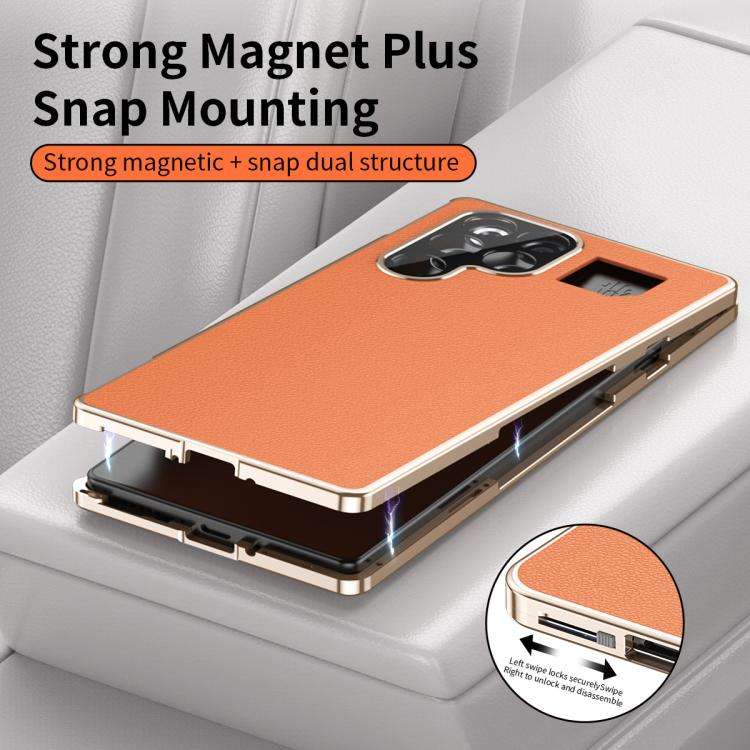For ZTE nubia RedMagic 11 Pro+ / 11 Pro Magic Cube HD Glass Veagn Leather Magnetic Frame Metal Ph...