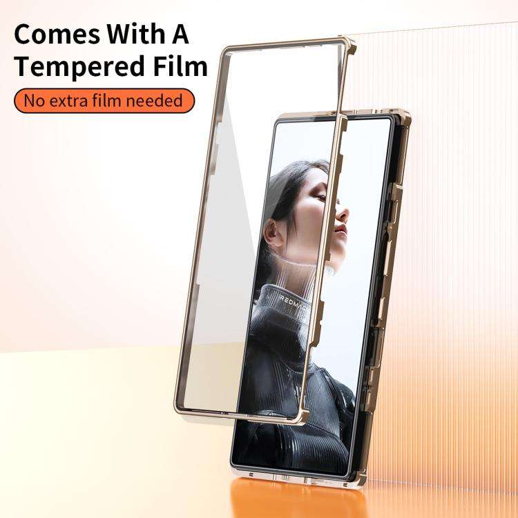 For ZTE nubia RedMagic 11 Pro+ / 11 Pro Magic Cube HD Glass Veagn Leather Magnetic Frame Metal Ph...