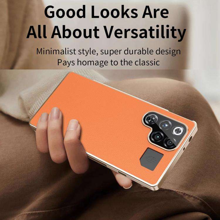 For ZTE nubia RedMagic 11 Pro+ / 11 Pro Magic Cube HD Glass Veagn Leather Magnetic Frame Metal Ph...