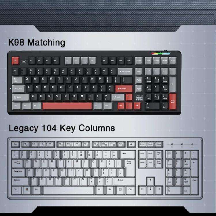 LINGBAO K98 101 Keys Triple-mode Wireless Game Keyboard, Type:Black Red-Red Rabbit Axis