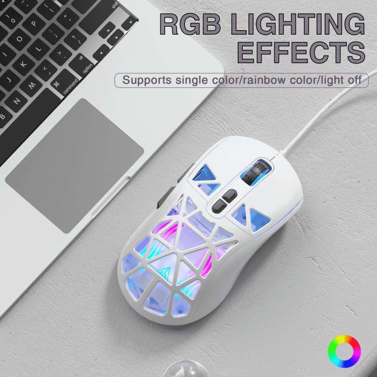 SOLAKAKA SM901 Hollow RGB Light Wired Gaming Mouse(White)