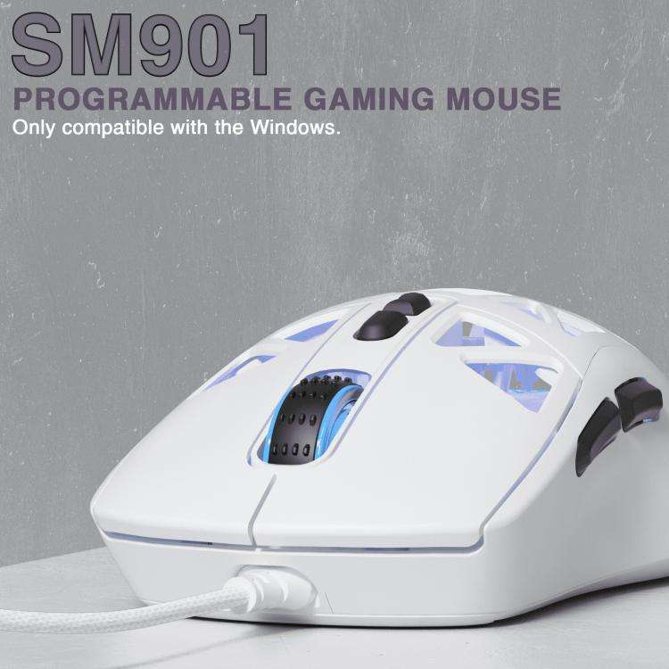 SOLAKAKA SM901 Hollow RGB Light Wired Gaming Mouse(White)