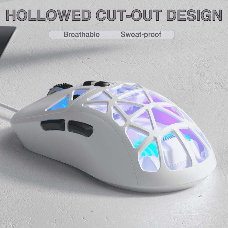 SOLAKAKA SM901 Hollow RGB Light Wired Gaming Mouse(White)