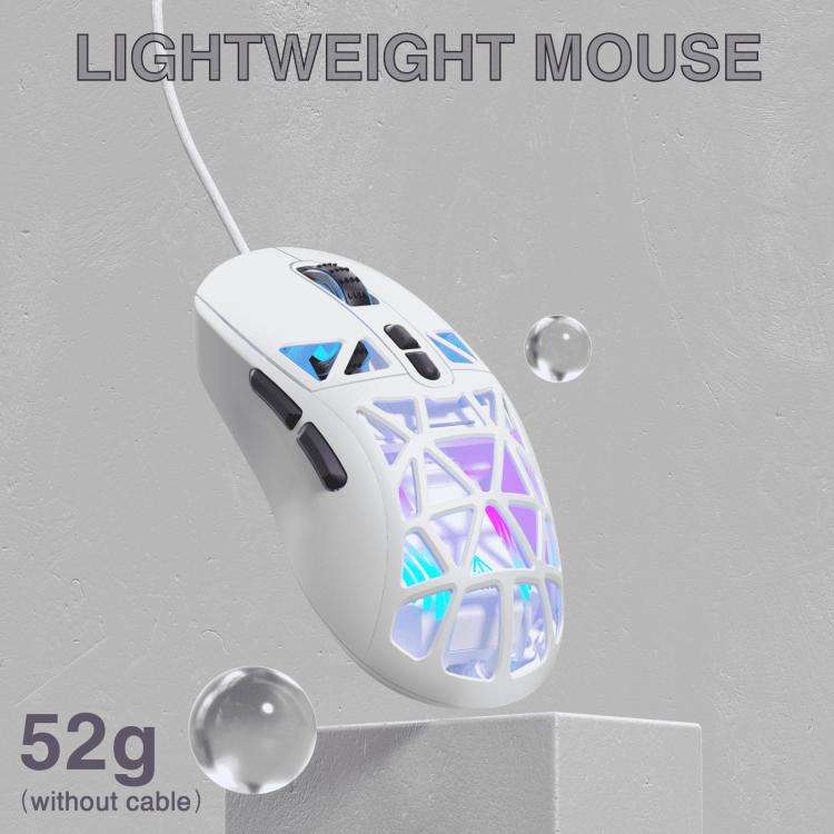 SOLAKAKA SM901 Hollow RGB Light Wired Gaming Mouse(White)