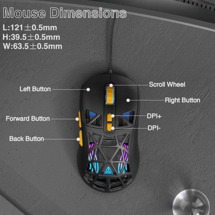SOLAKAKA SM901 Hollow RGB Light Wired Gaming Mouse(Black)