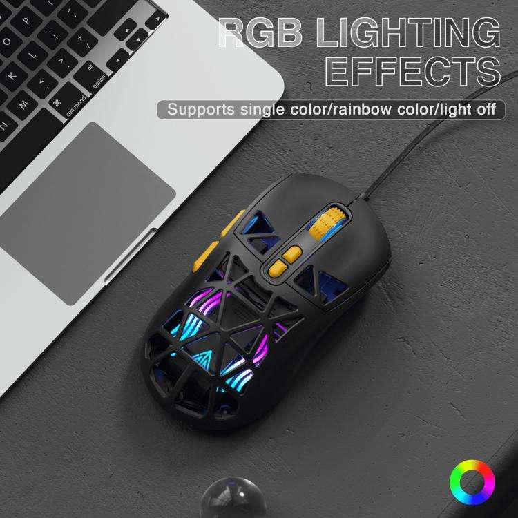 SOLAKAKA SM901 Hollow RGB Light Wired Gaming Mouse(Black)