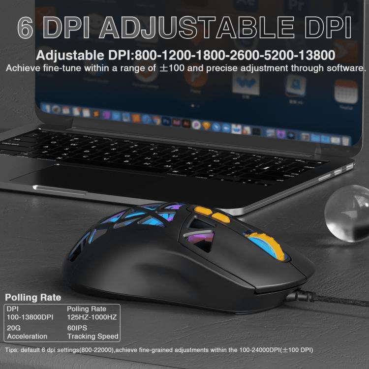 SOLAKAKA SM901 Hollow RGB Light Wired Gaming Mouse(Black)